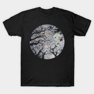 Creepy crows cawing Under the October Moon T-Shirt